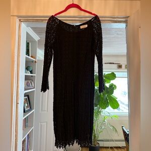 Velvet by Graham & Spencer Black Long Sleeve Crochet Dress